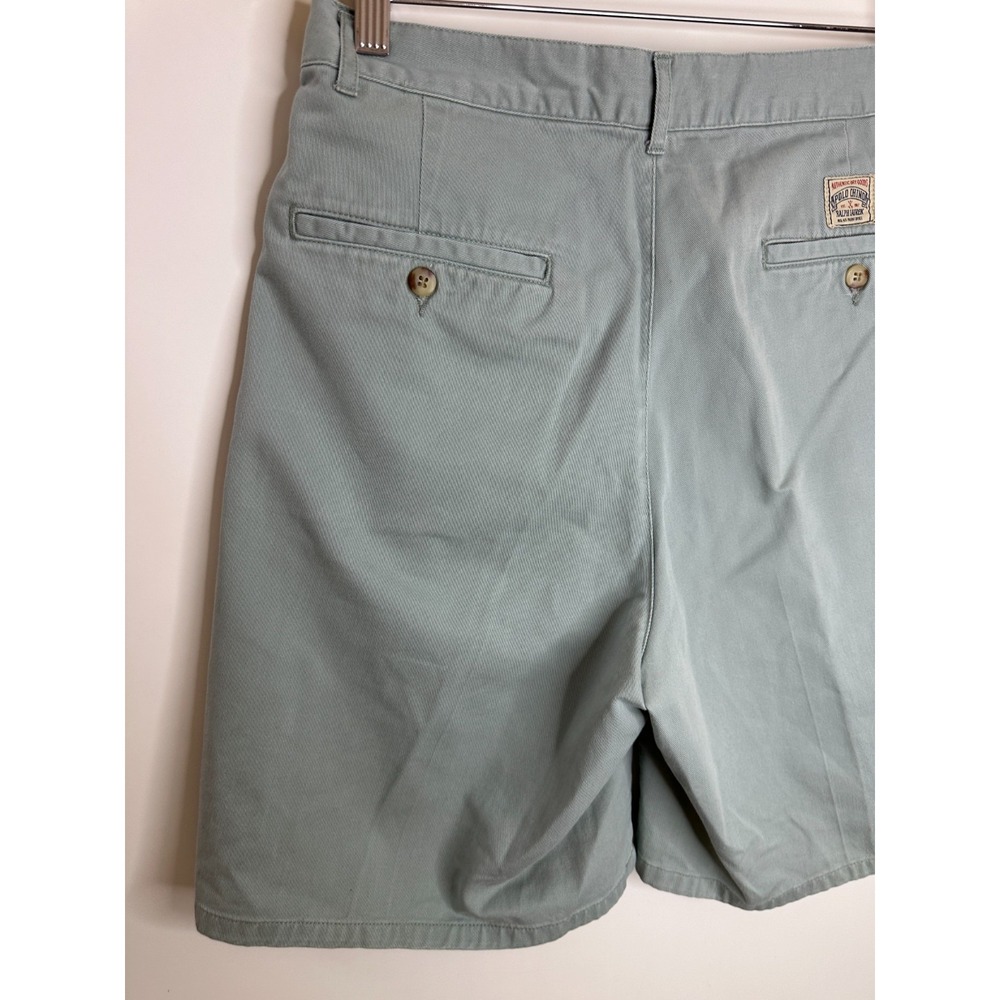 Polo Ralph Lauren Sage Green Pleated Chino Shorts Cotton Twill Relaxed - Picture 9 of 15